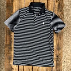 Polo Ralph Lauren Performance Mens Navy Blue Striped Classic Fit Polo Shirt